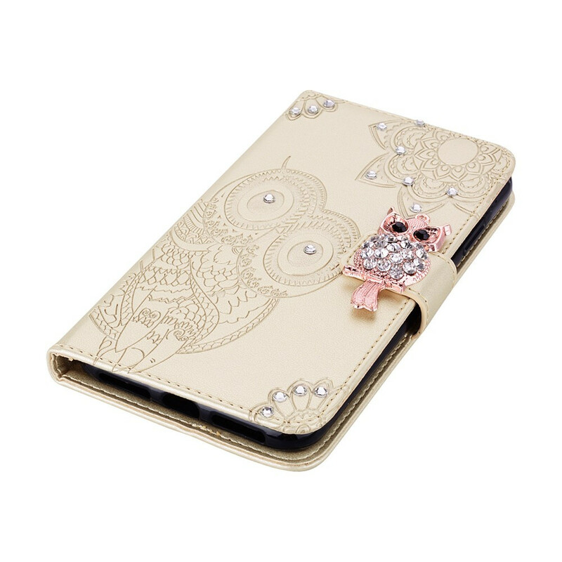 Housse iPhone 12 Hibou Mandala et Breloque