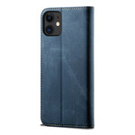 Flip Cover iPhone 12 Simili Cuir Texture Jeans