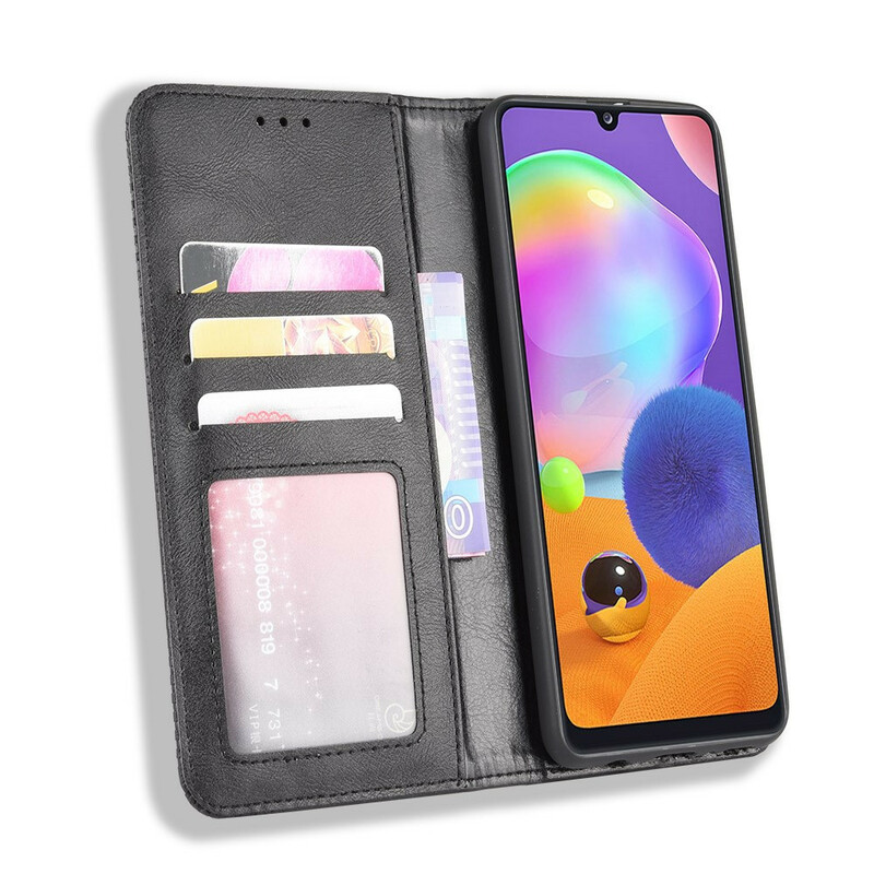 Flip Cover Samsung Galaxy A31 Effet Cuir Vintage Stylisé Flip Cover Samsung Galaxy A31 Effet Cuir Vintage Stylisé
