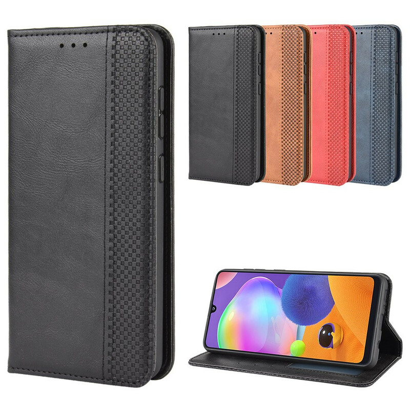 Flip Cover Samsung Galaxy A31 Effet Cuir Vintage Stylisé Flip Cover Samsung Galaxy A31 Effet Cuir Vintage Stylisé