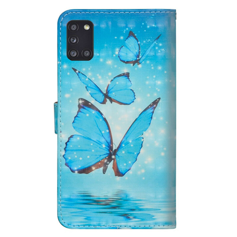 Housse Samsung Galaxy A31 Papillons Bleus Volants Housse Samsung Galaxy A31 Papillons Bleus Volants