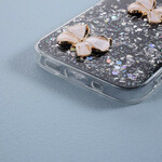 Coque iPhone 12 Max / 12 Pro Paillettes Papillons 3D