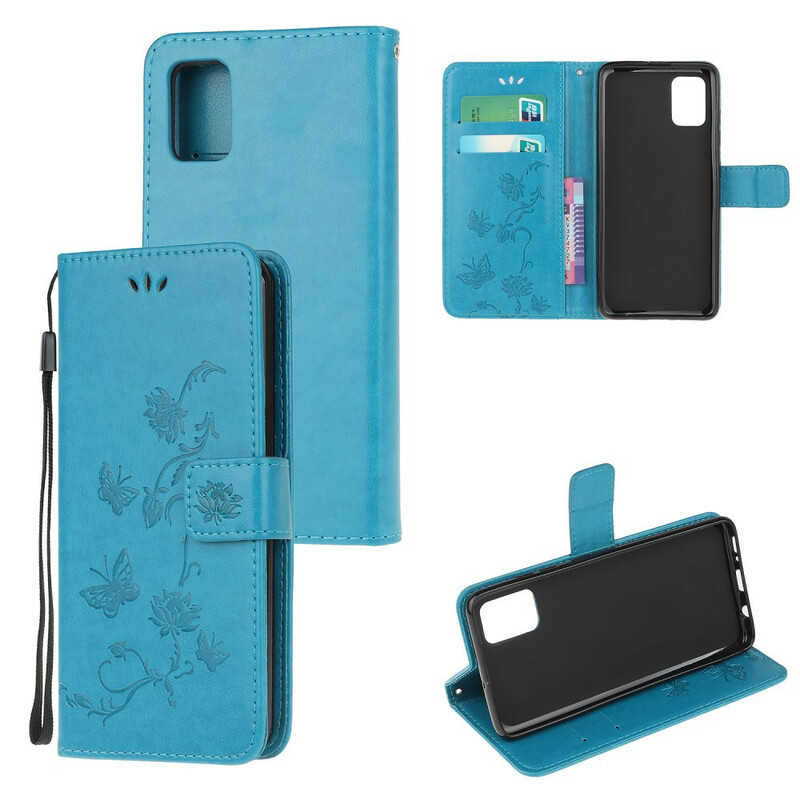 Housse Samsung Galaxy A31 Papillons Et Fleurs À Lanière Housse Samsung Galaxy A31 Papillons Et Fleurs À Lanière