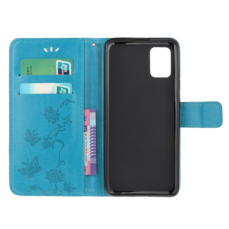 Housse Samsung Galaxy A31 Papillons Et Fleurs À Lanière Housse Samsung Galaxy A31 Papillons Et Fleurs À Lanière