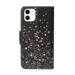 Housse iPhone 12 Max / 12 Pro Étoiles et Paillettes avec Lanière