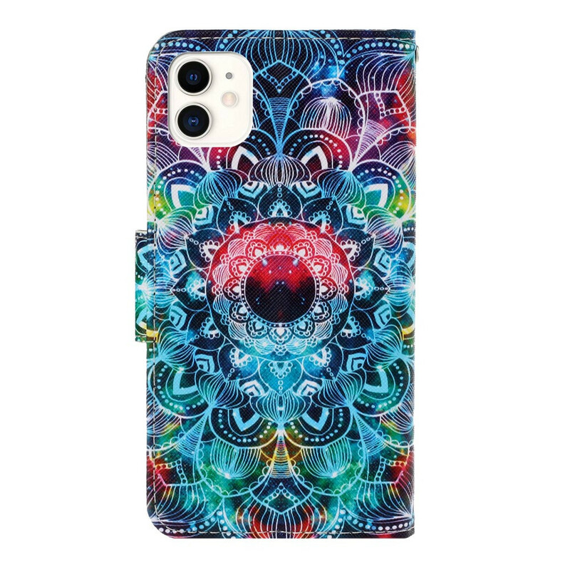 Housse iPhone 12 Max / 12 Pro Flashy Mandala à Lanière