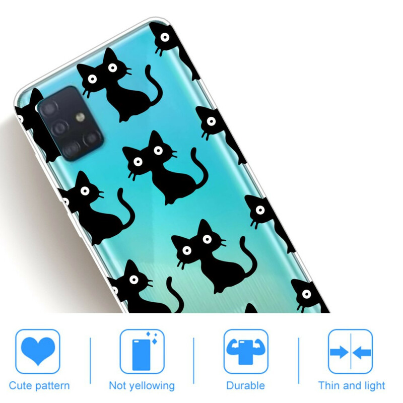 Coque Samsung Galaxy A31 Multiples Chats Noirs