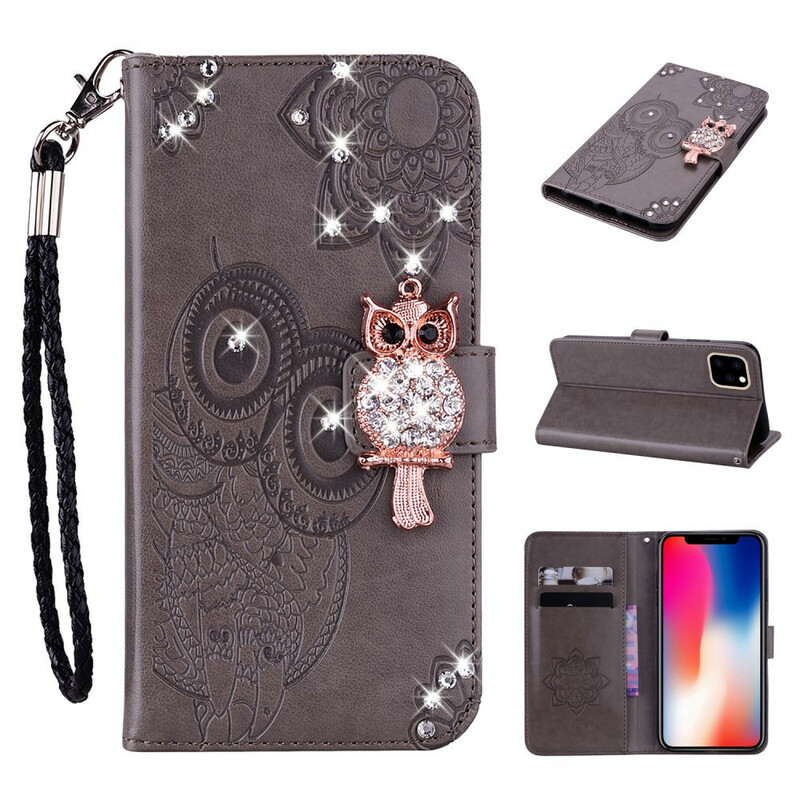 Housse iPhone 12 Max / 12 Pro Hibou Mandala et Breloque Housse iPhone 12 Max / 12 Pro Hibou Mandala et Breloque