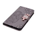 Housse iPhone 12 Max / 12 Pro Hibou Mandala et Breloque