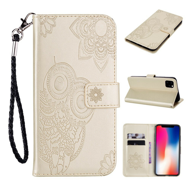 Housse iPhone 12 Max / 12 Pro Hibou Mandala et Lanière