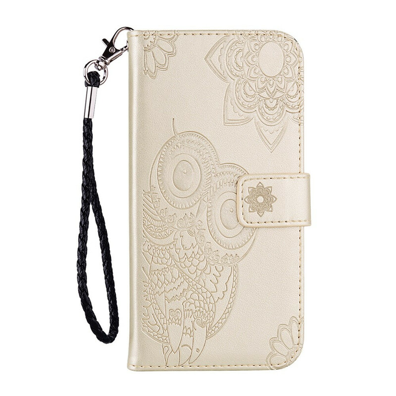 Housse iPhone 12 Max / 12 Pro Hibou Mandala et Lanière