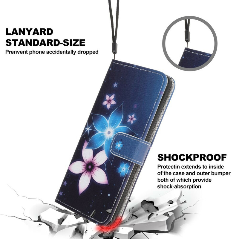 Housse Samsung Galaxy A31 Fleurs Lunaires à Lanière Housse Samsung Galaxy A31 Fleurs Lunaires à Lanière