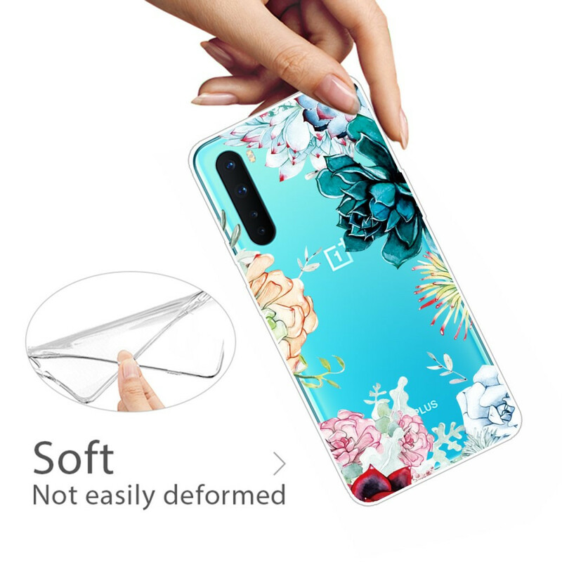 Coque OnePlus Nord Transparente Fleurs Aquarelle