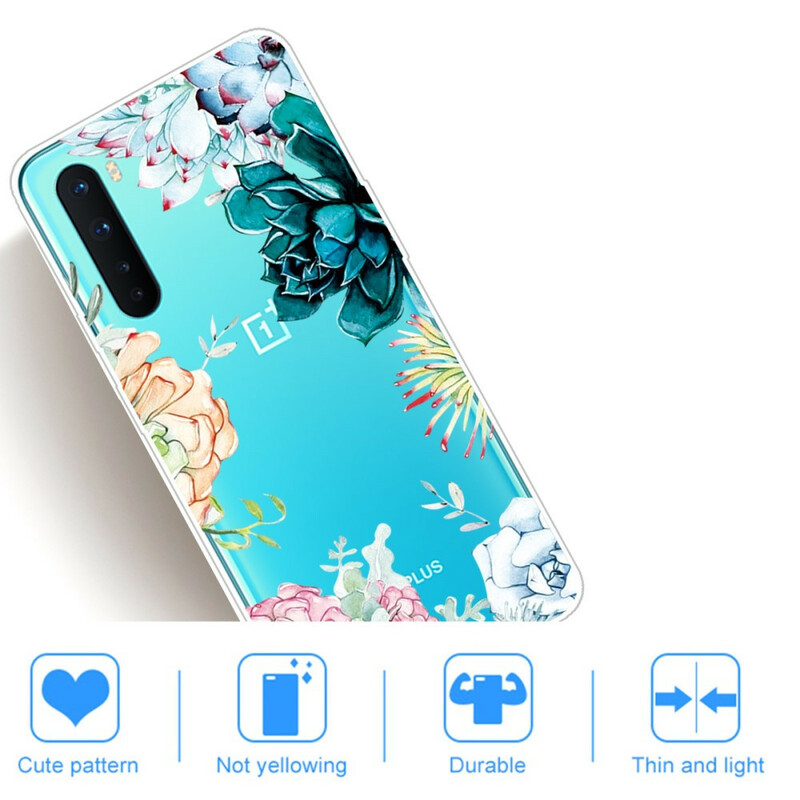 Coque OnePlus Nord Transparente Fleurs Aquarelle