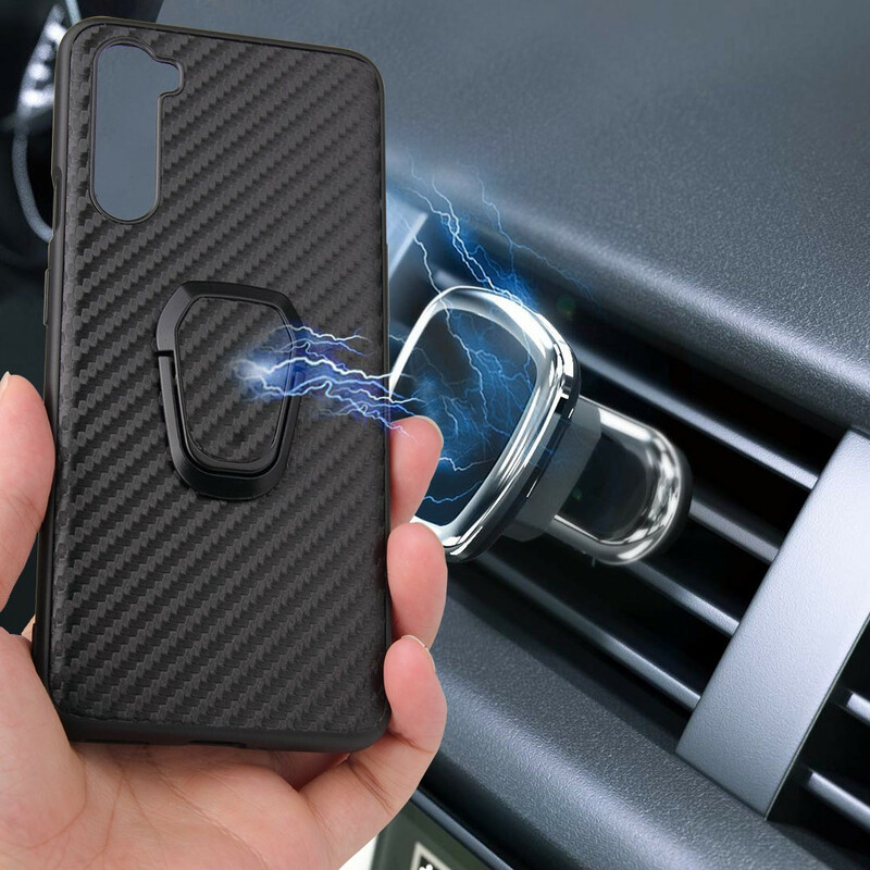 Coque OnePlus Nord Fibre Carbone Anneau-Support Coque OnePlus Nord Fibre Carbone Anneau-Support