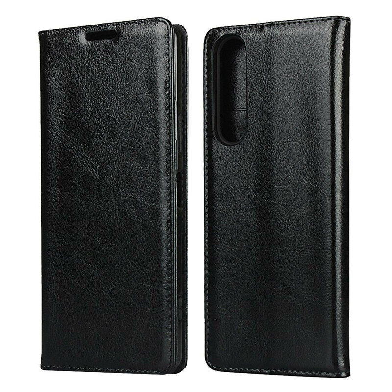 Flip Cover Sony Xperia 1 II Cuir Véritable Pureté Flip Cover Sony Xperia 1 II Cuir Véritable Pureté