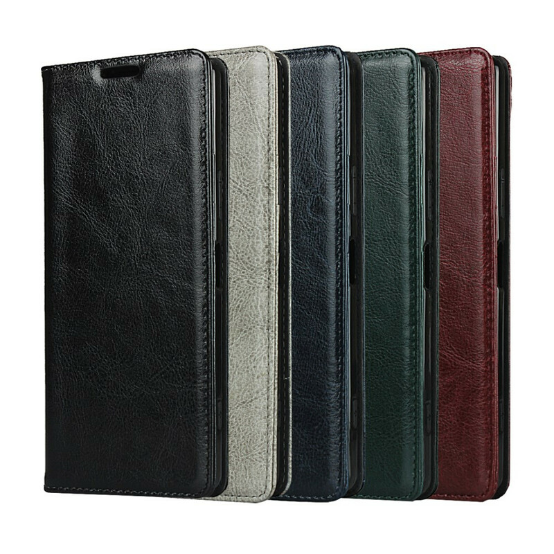 Flip Cover Sony Xperia 1 II Cuir Véritable Pureté Flip Cover Sony Xperia 1 II Cuir Véritable Pureté