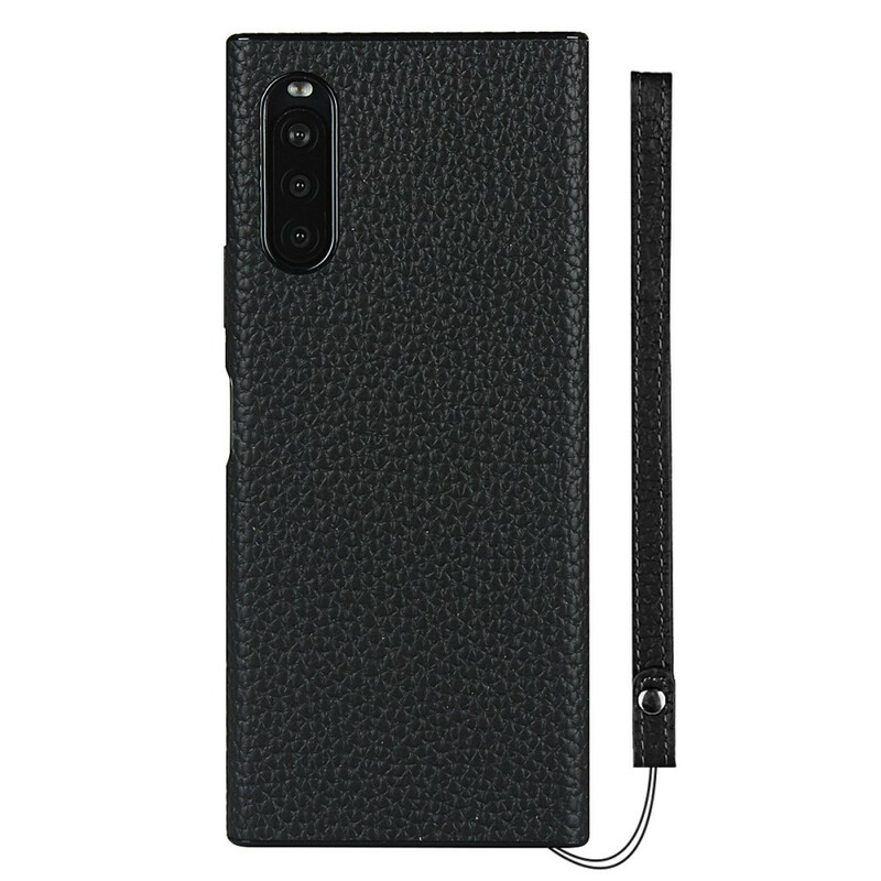 Coque Sony Xperia 10 II Véritable Cuir Litchi avec Lanière Coque Sony Xperia 10 II Véritable Cuir Litchi avec Lanière