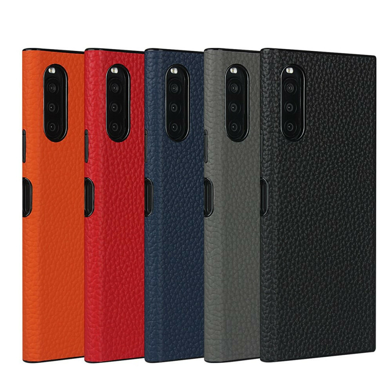 Coque Sony Xperia 10 II Véritable Cuir Litchi avec Lanière Coque Sony Xperia 10 II Véritable Cuir Litchi avec Lanière
