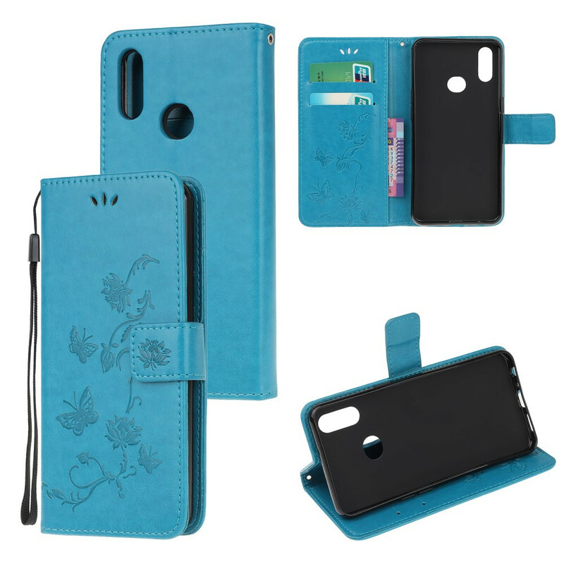 Housse Samsung Galaxy A10s Papillons Et Fleurs à Lanière Housse Samsung Galaxy A10s Papillons Et Fleurs à Lanière