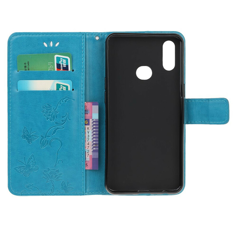 Housse Samsung Galaxy A10s Papillons Et Fleurs à Lanière Housse Samsung Galaxy A10s Papillons Et Fleurs à Lanière