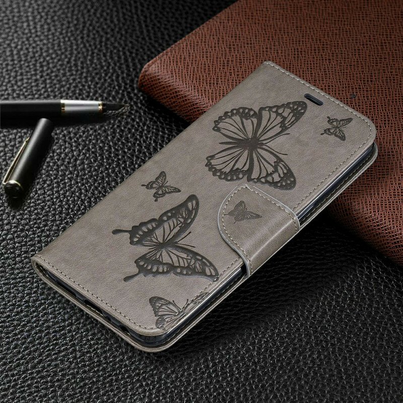 Housse Samsung Galaxy A10s Les Papillons en Vol avec Lanière