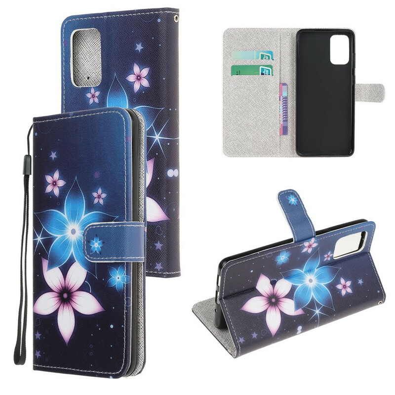 Housse Samsung Galaxy S20 FE Fleurs Lunaires à Lanière Housse Samsung Galaxy S20 FE Fleurs Lunaires à Lanière