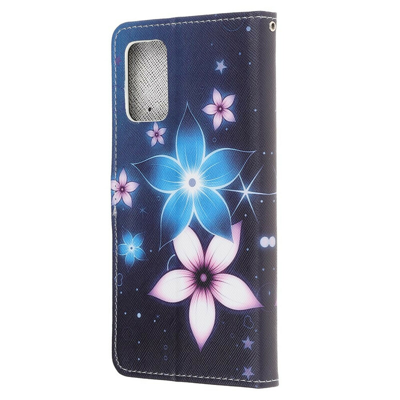 Housse Samsung Galaxy S20 FE Fleurs Lunaires à Lanière Housse Samsung Galaxy S20 FE Fleurs Lunaires à Lanière