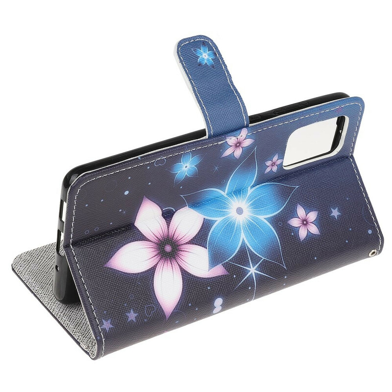 Housse Samsung Galaxy S20 FE Fleurs Lunaires à Lanière Housse Samsung Galaxy S20 FE Fleurs Lunaires à Lanière