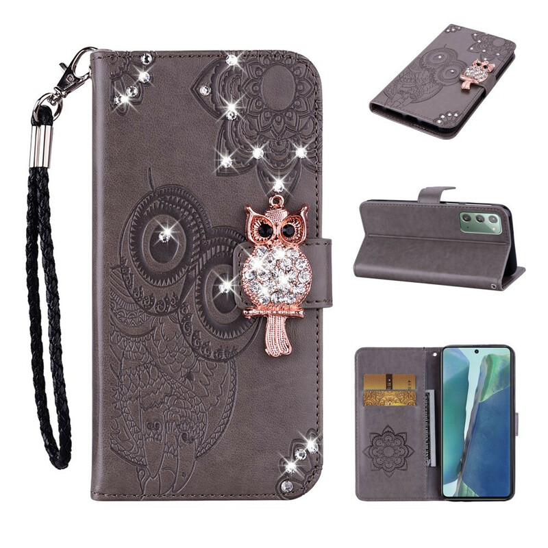 Housse Samsung Galaxy Note 20 Hibou Mandala et Breloque Housse Samsung Galaxy Note 20 Hibou Mandala et Breloque