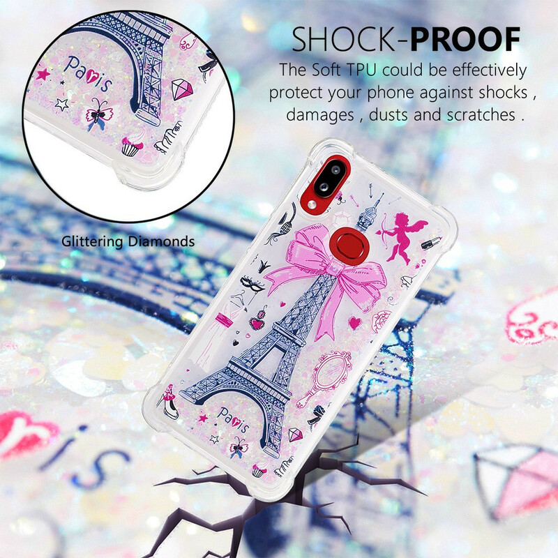 Coque Samsung Galaxy A10s La Tour Eiffel Paillettes