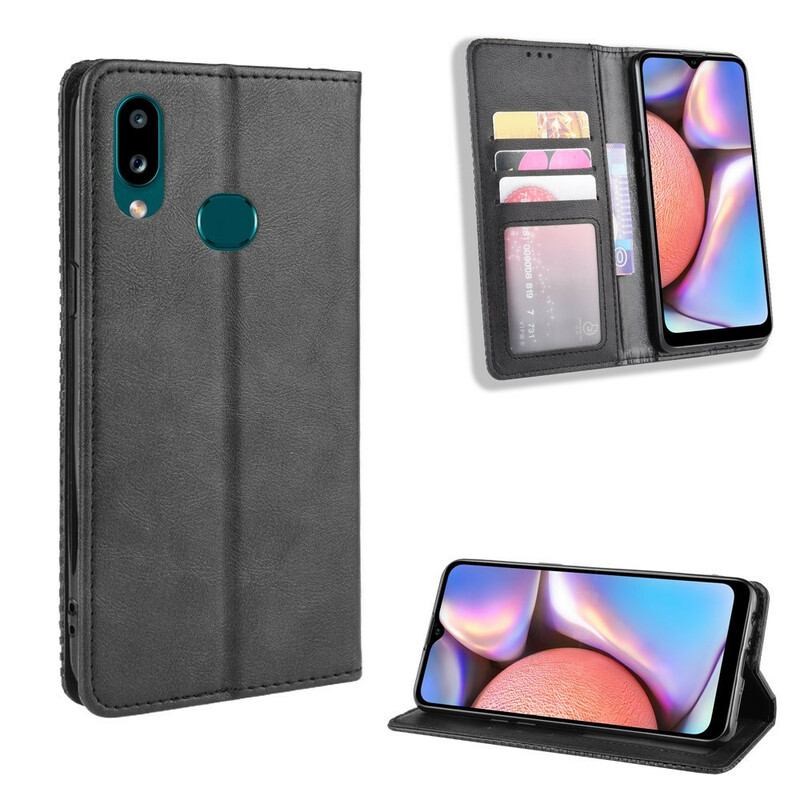 Flip Cover Samsung Galaxy A10s Effet Cuir Vintage Stylisé Flip Cover Samsung Galaxy A10s Effet Cuir Vintage Stylisé