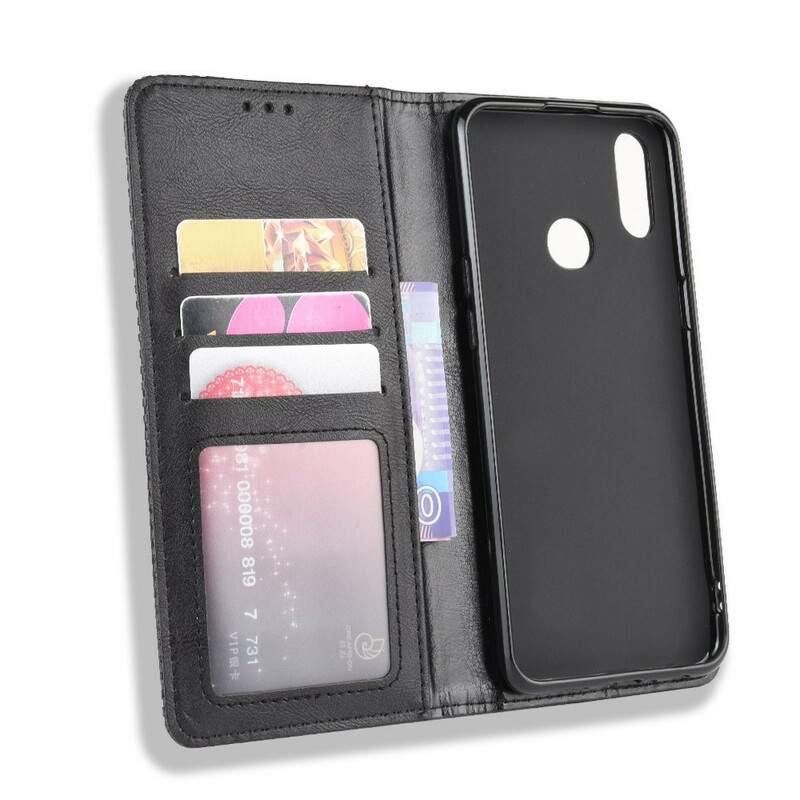 Flip Cover Samsung Galaxy A10s Effet Cuir Vintage Stylisé Flip Cover Samsung Galaxy A10s Effet Cuir Vintage Stylisé