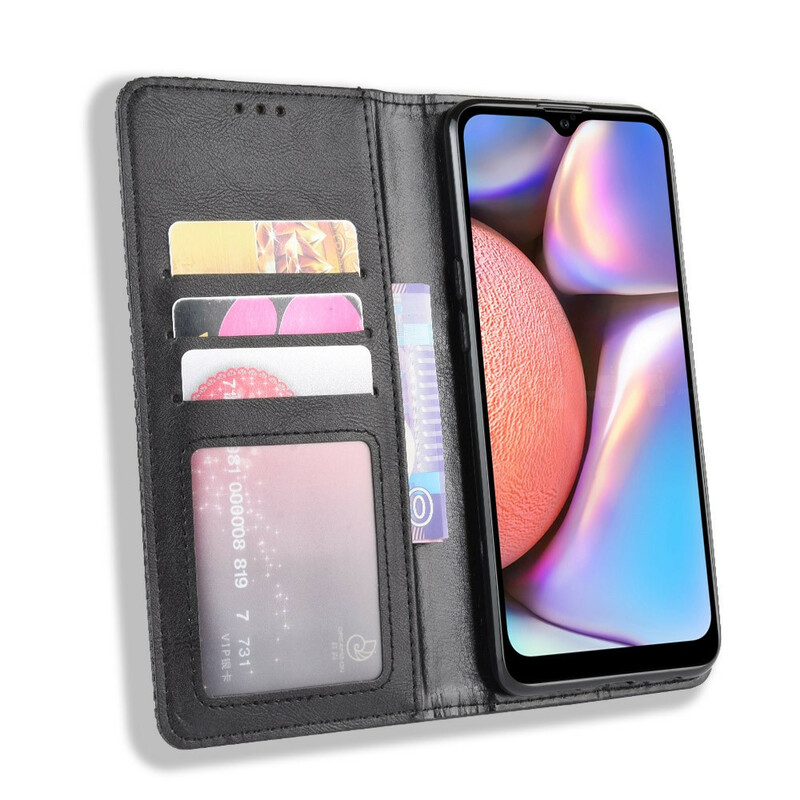 Flip Cover Samsung Galaxy A10s Effet Cuir Vintage Stylisé Flip Cover Samsung Galaxy A10s Effet Cuir Vintage Stylisé