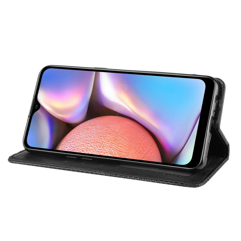 Flip Cover Samsung Galaxy A10s Effet Cuir Vintage Stylisé Flip Cover Samsung Galaxy A10s Effet Cuir Vintage Stylisé