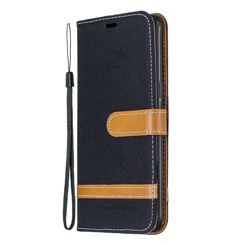 Housse Samsung Galaxy A10s Tissu et Effet Cuir à Lanière Housse Samsung Galaxy A10s Tissu et Effet Cuir à Lanière