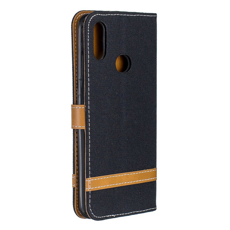 Housse Samsung Galaxy A10s Tissu et Effet Cuir à Lanière Housse Samsung Galaxy A10s Tissu et Effet Cuir à Lanière