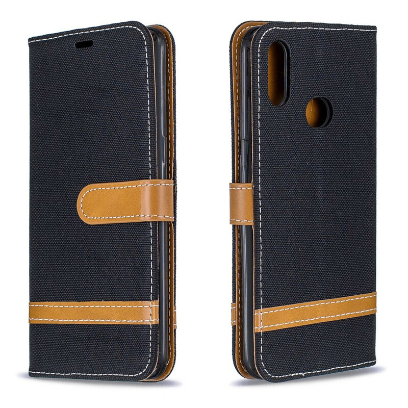 Housse Samsung Galaxy A10s Tissu et Effet Cuir à Lanière Housse Samsung Galaxy A10s Tissu et Effet Cuir à Lanière