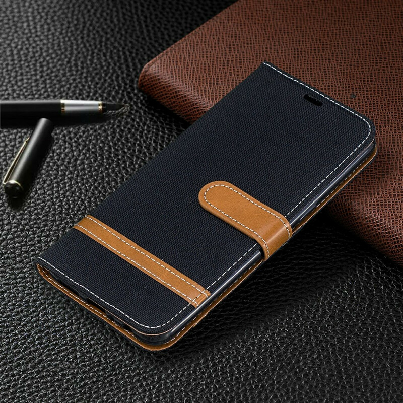 Housse Samsung Galaxy A10s Tissu et Effet Cuir à Lanière Housse Samsung Galaxy A10s Tissu et Effet Cuir à Lanière