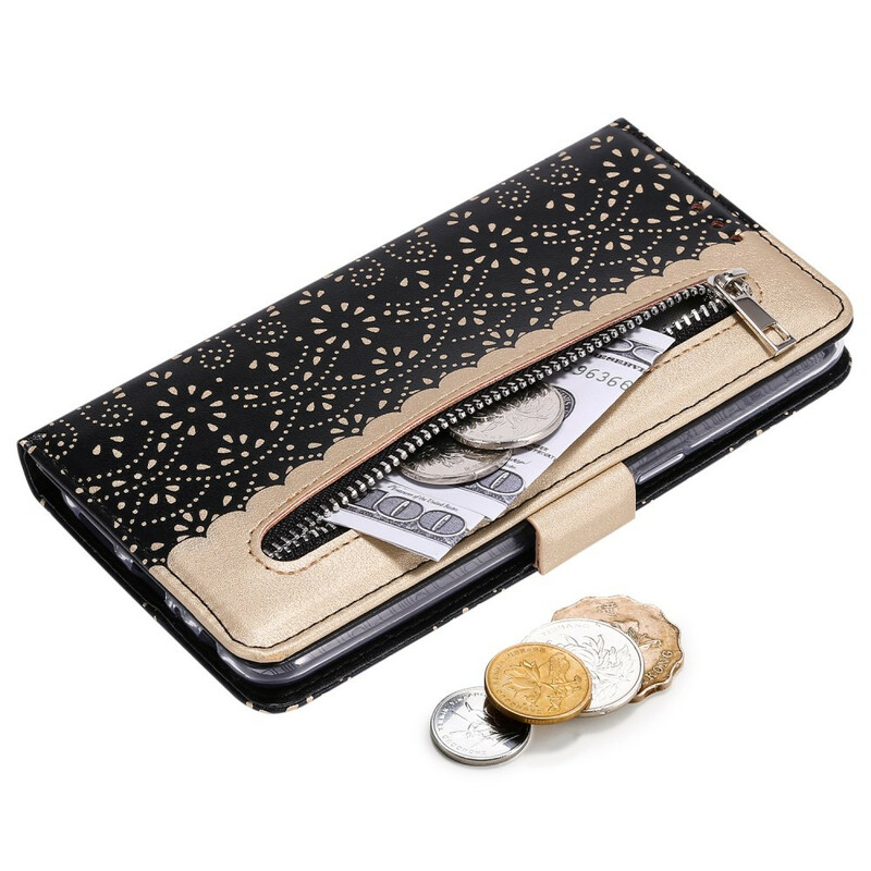 Housse Samsung Galaxy A10s Dentelle Porte-Monnaie à Lanière Housse Samsung Galaxy A10s Dentelle Porte-Monnaie à Lanière