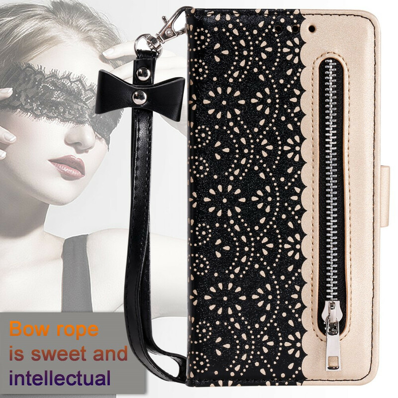 Housse Samsung Galaxy A10s Dentelle Porte-Monnaie à Lanière Housse Samsung Galaxy A10s Dentelle Porte-Monnaie à Lanière