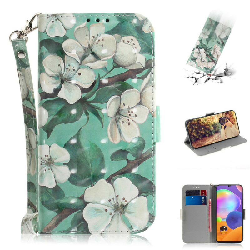 Housse Samsung Galaxy A31 Branche en Fleurs à Lanière Housse Samsung Galaxy A31 Branche en Fleurs à Lanière