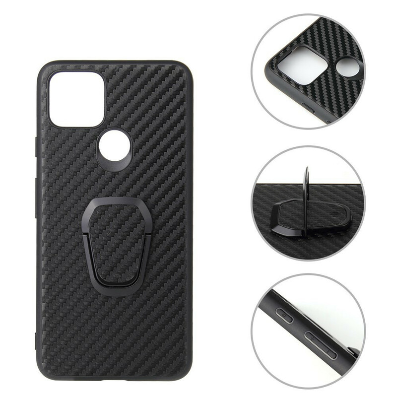 Coque Google Pixel 5 Fibre Carbone Anneau-Support Coque Google Pixel 5 Fibre Carbone Anneau-Support