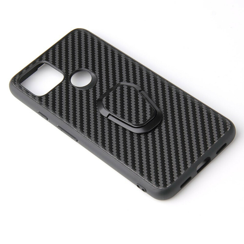 Coque Google Pixel 5 Fibre Carbone Anneau-Support