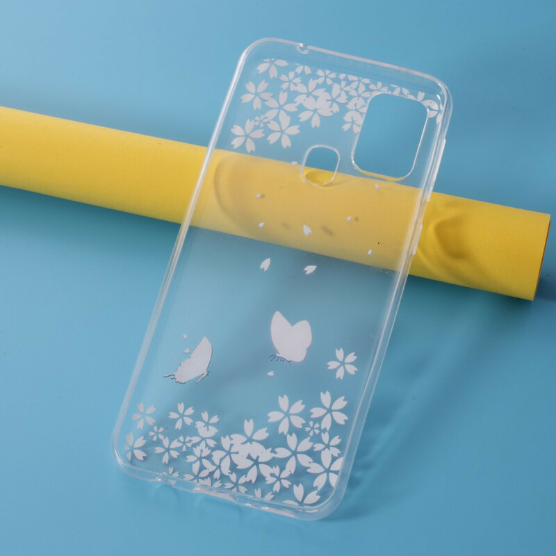 Coque Samsung Galaxy M31 Transparente Papillons et Fleurs Coque Samsung Galaxy M31 Transparente Papillons et Fleurs