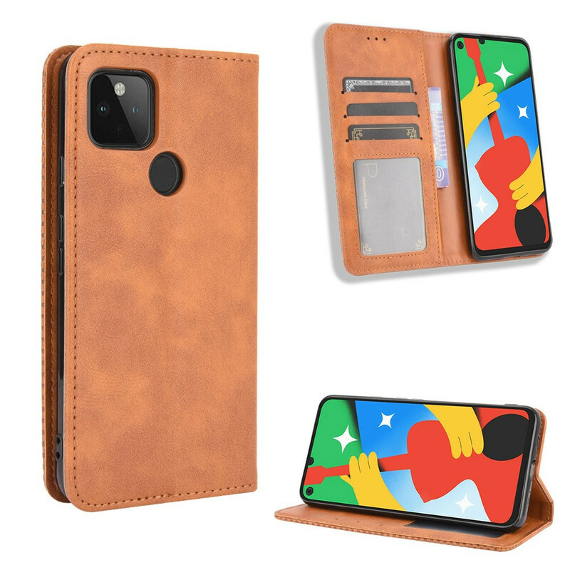 Flip Cover Goolge Pixel 4a 5G Effet Cuir Vintage Stylisé Flip Cover Goolge Pixel 4a 5G Effet Cuir Vintage Stylisé