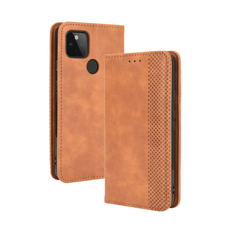 Flip Cover Goolge Pixel 4a 5G Effet Cuir Vintage Stylisé