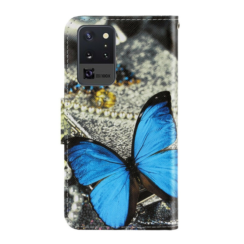 Housse Samsung Galaxy Note 20 Ultra Variations Papillons à Lanière