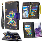 Housse Samsung Galaxy S20 Poche Zippée Papillons Housse Samsung Galaxy S20 Poche Zippée Papillons