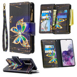 Housse Samsung Galaxy S20 Poche Zippée Papillons